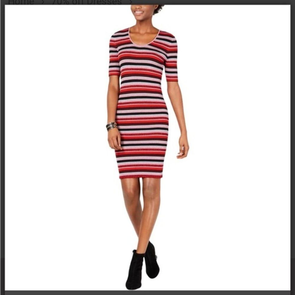 Bar III metallic striped colored dress